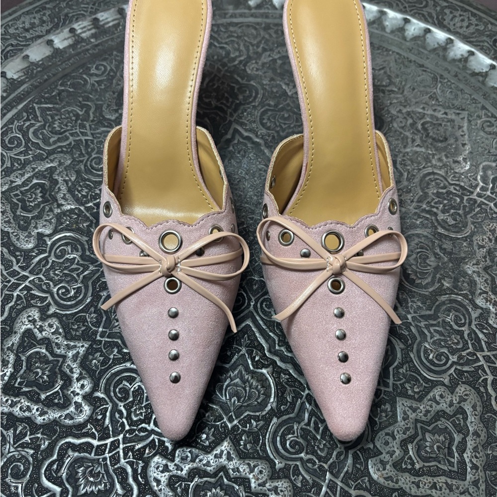 Pink Studded Women's Mules